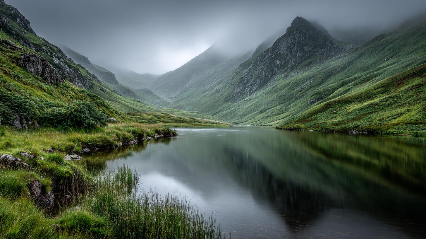 Ethereal Scottish loch in morning mist Ethereal Scottish loch in morning mist